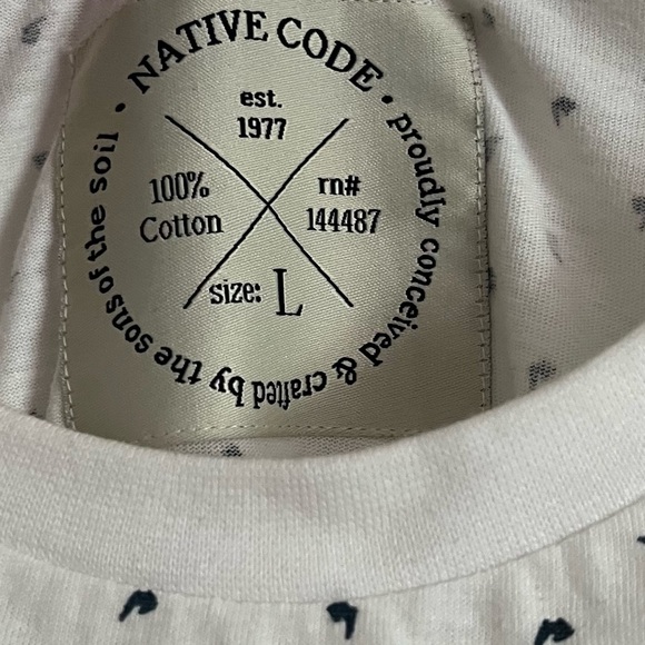 Native Code • White Polka Dot/Comma Men's T-Shirt - Picture 3 of 4